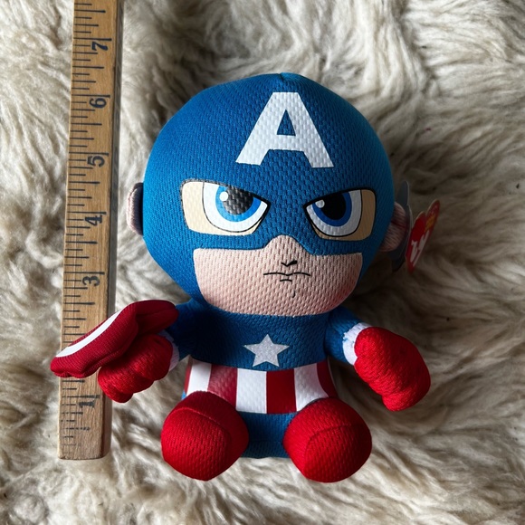TY Marvel Captain America 6 inch Beanie Baby - Picture 1 of 8